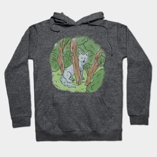 Wolf Peeking Through Trees Hoodie